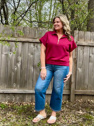 Cabernet Half Zip Short Sleeve Pullover