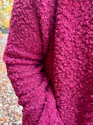 Cabernet Long Sleeve Popcorn Sweater Cardigan with Pockets