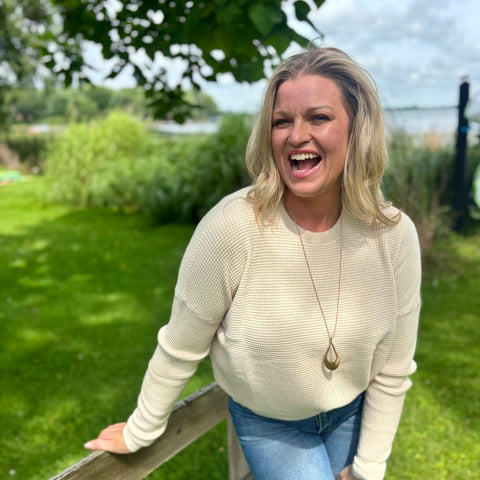 Oatmeal Soft Touch Waffle Knit Sweater