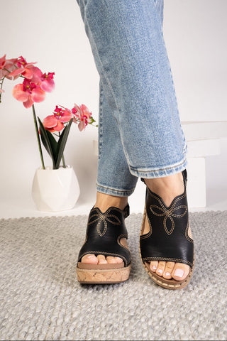 Corky's Darlin Black Wedge Sandal