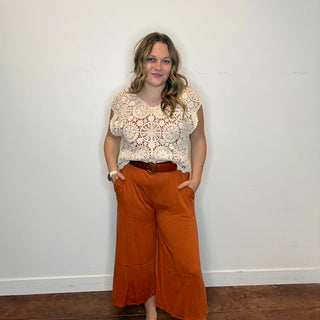 Burnt Orange Wide Leg Jumpsuit