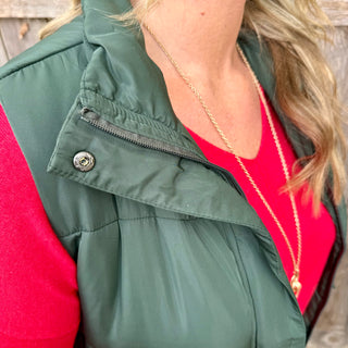Green Long Puffer Vest