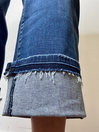 Risen Mid Rise Straight Leg Cuffed Jeans