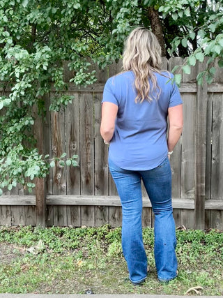 Ocean Blue Curve Pima Cotton Tee