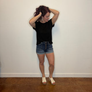 Black Cuffed Sleeve Tee