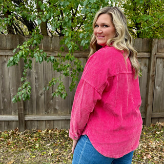 Fuchsia Corduroy Shacket