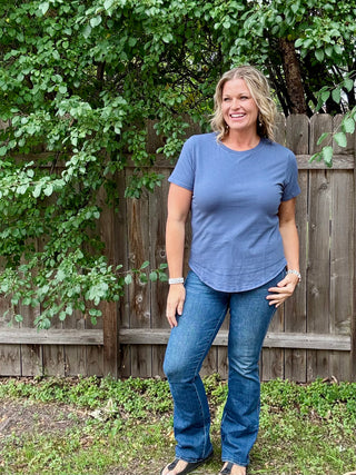 Ocean Blue Curve Pima Cotton Tee