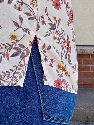 Floral Print Dolman Sleeve Woven Top