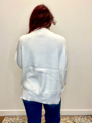 Ivory Side Slit Oversized Sweater