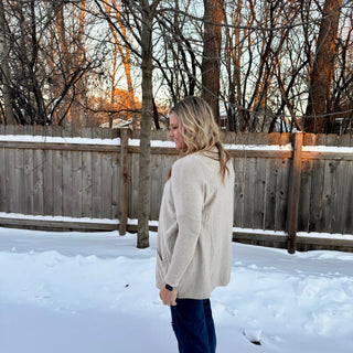 Mocha Grey Oversized Sweater with Pockets