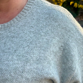 Moss Olive Crew Neck Sweater with Kangaroo Pocket