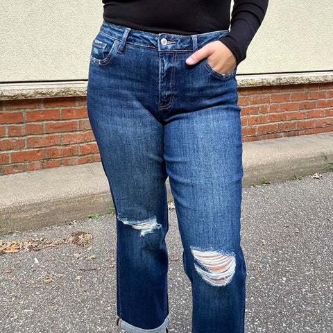Lovervet  High Rise Rolled Up Crop Straight