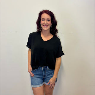 Black Woven Airflow Short Sleeve