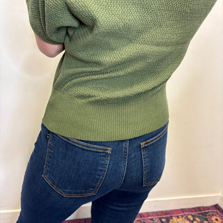 Olive Short Sleeve V-Neck Dolman