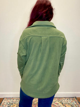 Olive Oversized Fleece Shacket