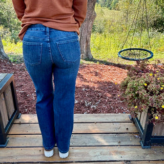 Judy Blue Petite Mid Rise Tummy Control Straight Leg Jean