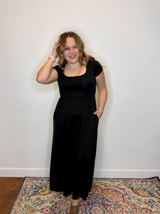 Black Double Layered Short Sleeve Jumpsuit