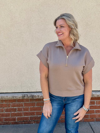 Cocoa Half Zip Short Sleeve Pullover