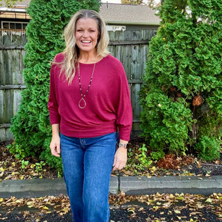 Cabernet Ribbed Dolman Long Sleeve