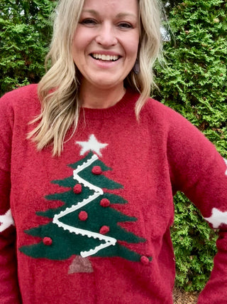 Festive Christmas Tree Knit Sweater