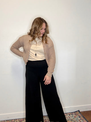 Mocha Crochet Cardigan Sweater