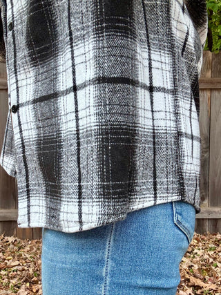Plaid Sherpa-Lined Button Down Shacket