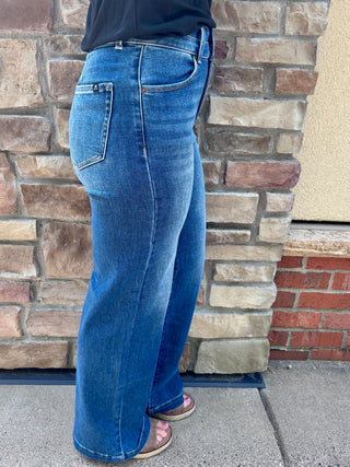 J21 eleven High Rise Wide Leg Jean with Double Waistband Detail