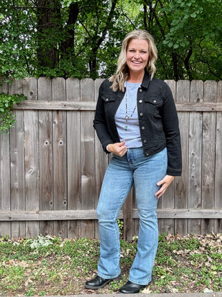 Risen Basic Fitted Black Stretchy Jacket with Pockets
