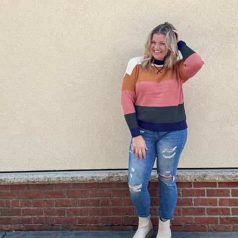 Waffle Multi Stripe Sweater