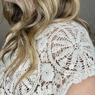 Sleeveless Crochet V- Neck Top