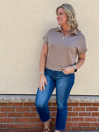 Cocoa Half Zip Short Sleeve Pullover