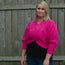 Hot Pink Crossed Reversible Cable Knit Sweater