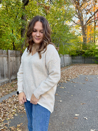 Drop Shoulder Hi-Low Sweater Top