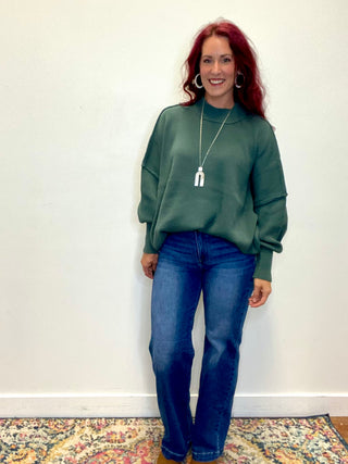 Ash Jade Side Slit Oversized Sweater