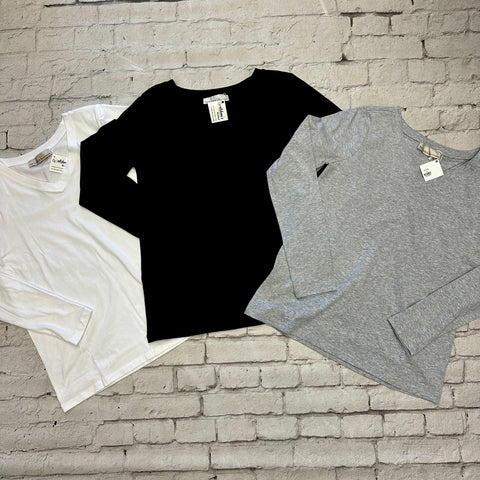 White V-Neck Long Sleeve