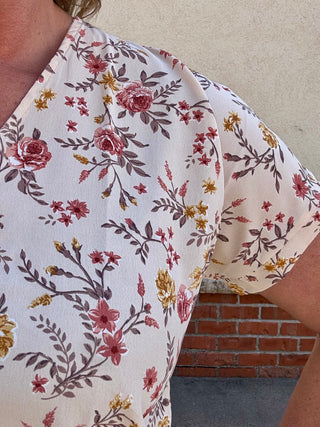 Floral Print Dolman Sleeve Woven Top