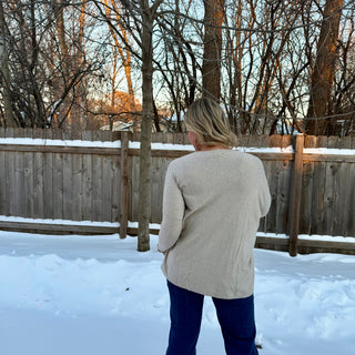 Mocha Grey Oversized Sweater with Pockets