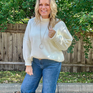Off White Oversized Sweater with Side Slit
