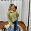 Olive Green Quarter Zip Cropped Long Sleeve