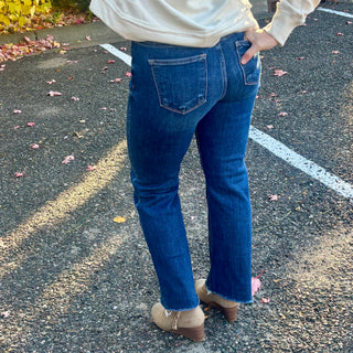 Risen Tummy Control High Rise Crop Straight Leg Jean