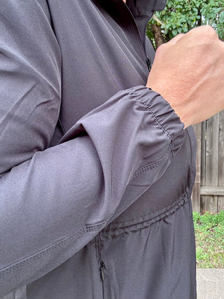Black Athletic Stride-flex Curve Cinch Peplum Jacket