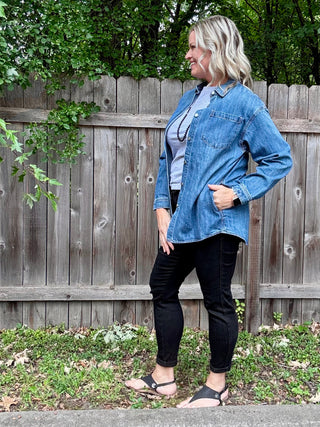 Risen Oversized Denim Shacket with Pockets