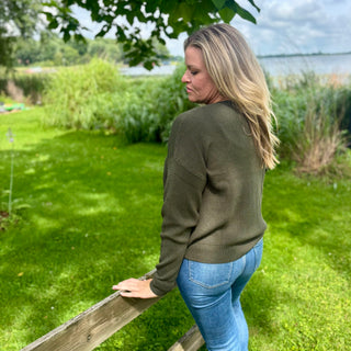 Forest Green Soft Touch Waffle Knit Sweater