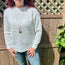 Ivory Long Sleeve Round Neck Waffle Knit Sweater