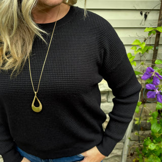 Black Soft Touch Waffle Knit Sweater