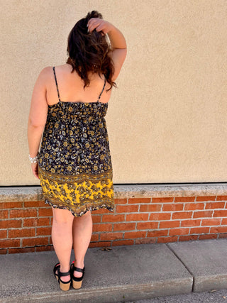 Paisley Border Mini Dress