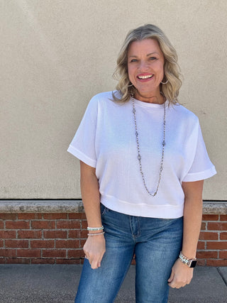 White Double Knit Short Sleeve