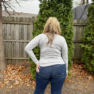 Light Grey Basic Round Neck Long Sleeve