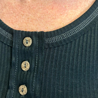 Ribbed Scoop Neck Henley Tank