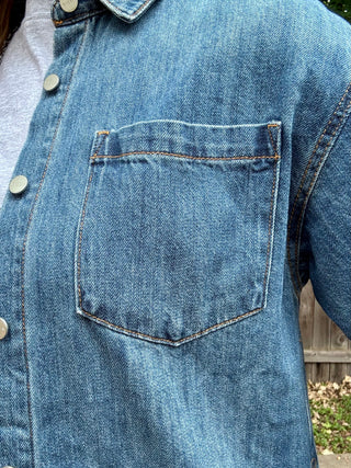 Risen Oversized Denim Shacket with Pockets